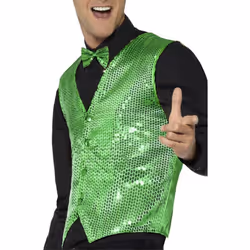Smiffys Unisex Adult Sequin Costume Vest - M, Green