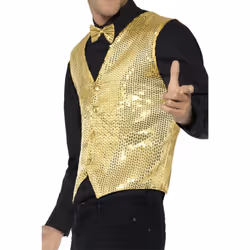 Smiffys Unisex Adult Sequin Costume Vest - S, Gold