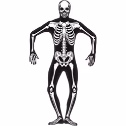 Smiffys Unisex Adult Skeleton Costume Skinsuit - M, Black/White