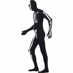 Smiffys Unisex Adult Skeleton Costume Skinsuit - M, Black/White