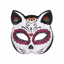 Smiffys Unisex Adult Sugar Skull Cat Glitter Eye Mask