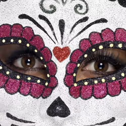 Smiffys Unisex Adult Sugar Skull Cat Glitter Eye Mask
