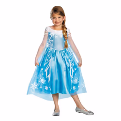 Frozen Girls Deluxe Elsa Costume Dress - 7-8 Years, Blue