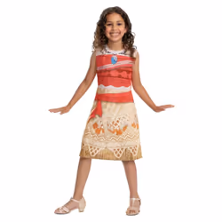 Moana Girls Basic Plus Costume Dress - 7-8 Years, Red/Cream