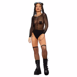 Smiffys Womens/Ladies Chevron Long-Sleeved Bodysuit
