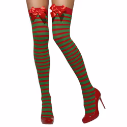Fever Womens/Ladies Striped Opaque Bow Hold Up Stockings