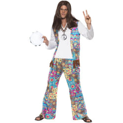 Smiffys Unisex Adult Groovy Hippie Costume Set - M, Multicoloured