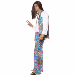 Smiffys Unisex Adult Groovy Hippie Costume Set - M, Multicoloured