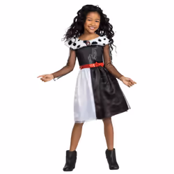 Disney Girls Villains Cruella De Vil Classic Costume - 5-6 Years, Black/White/Red