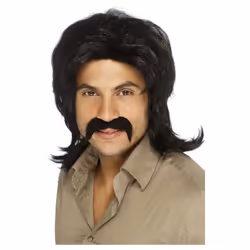 Smiffys Mens 70s Retro Wig - One Size, Black