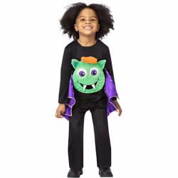 Smiffys Childrens/Kids Googly Eyed Bat Costume - 3-4 Years, Black/Purple