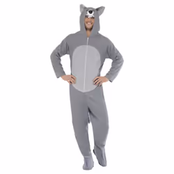 Smiffys Unisex Adult Wolf Hooded Costume - M, Grey