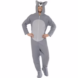 Smiffys Unisex Adult Wolf Hooded Costume - M, Grey