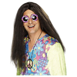 Smiffys Mens Hippy Long Length Wig - One Size, Brown