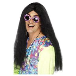 Smiffys Mens Hippy Long Length Wig - One Size, Black