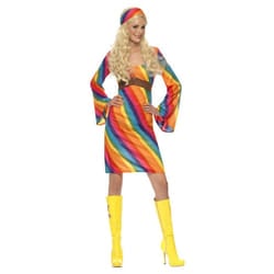 Smiffys Womens/Ladies Hippie Rainbow Costume Set - XL, Multicoloured