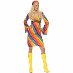 Smiffys Womens/Ladies Hippie Rainbow Costume Set - XL, Multicoloured