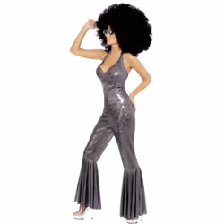 Smiffys Womens/Ladies Disco Diva Costume - M, Silver