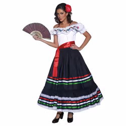 Smiffys Womens/Ladies Senorita Western Costume - M, White/Black/Red