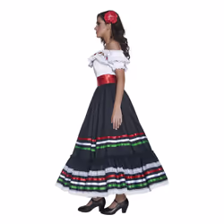 Smiffys Womens/Ladies Senorita Western Costume - M, White/Black/Red
