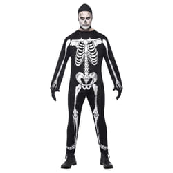 Smiffys Unisex Adult Skeleton Halloween Costume Set - M, Black