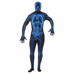 Smiffys Unisex Adult X-Ray Skin Suit Costume - XL, Blue/Black