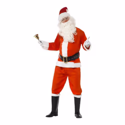 Smiffys Mens Deluxe Santa Claus Christmas Costume Set - L, Red/White/Black