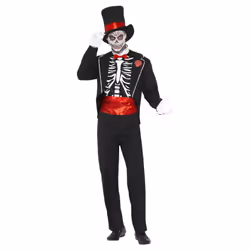 Smiffys Mens Day Of The Dead Costume Set - M, Black/White/Red