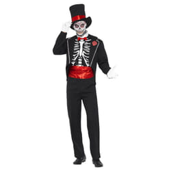 Smiffys Mens Day Of The Dead Costume Set - M, Black/White/Red