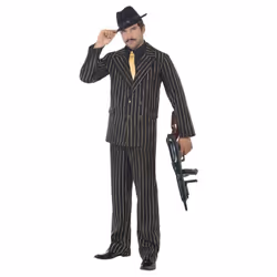 Smiffys Mens Gangster Stripes Costume Set - L, Black