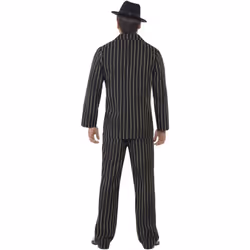 Smiffys Mens Gangster Stripes Costume Set - L, Black