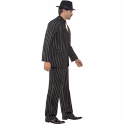 Smiffys Mens Gangster Stripes Costume Set - L, Black