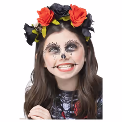 Smiffys Girls Roses Day Of The Dead Headband