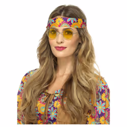 Smiffys Unisex Adult Hippie Costume Sunglasses - One Size, Yellow