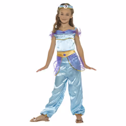 Smiffys Girls Arabian Princess Costume Set - 7-9 Years, Blue/Purple/Gold