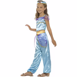 Smiffys Girls Arabian Princess Costume Set - 7-9 Years, Blue/Purple/Gold