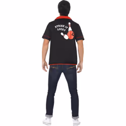 Smiffys Unisex Adult 50s Bowling Shirt - L, Black/Red