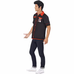 Smiffys Unisex Adult 50s Bowling Shirt - L, Black/Red