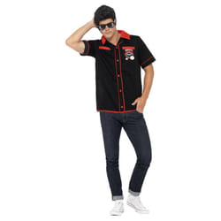 Smiffys Unisex Adult 50s Bowling Shirt - M, Black/Red