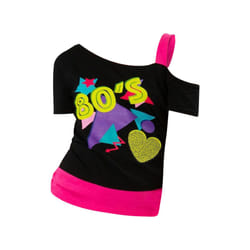 Smiffys Womens/Ladies 1980s Printed One Shoulder T-Shirt - XL, Black