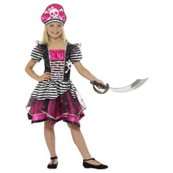 Smiffys Girls Perfect Pirate Costume Set - 10-12 Years, Black/Pink