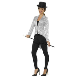 Smiffys Womens/Ladies Sequins Costume Tailcoat - M, Silver