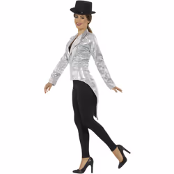 Smiffys Womens/Ladies Sequins Costume Tailcoat - M, Silver