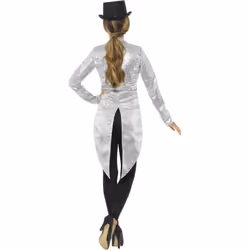 Smiffys Womens/Ladies Sequins Costume Tailcoat - M, Silver