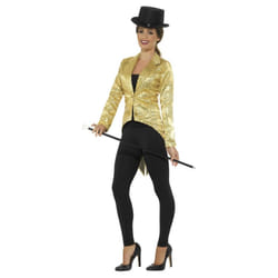 Smiffys Womens/Ladies Sequins Costume Tailcoat - L, Gold