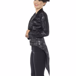 Smiffys Womens/Ladies Sequins Costume Tailcoat - S, Black