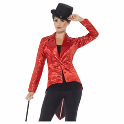 Smiffys Womens/Ladies Sequins Costume Tailcoat - L, Red