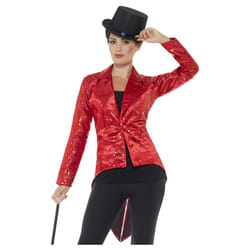 Smiffys Womens/Ladies Sequins Costume Tailcoat - L, Red