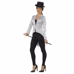 Smiffys Womens/Ladies Sequins Costume Tailcoat - L, Silver