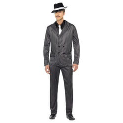 Smiffys Mens Gangster Pinstripe Costume - M R, Black